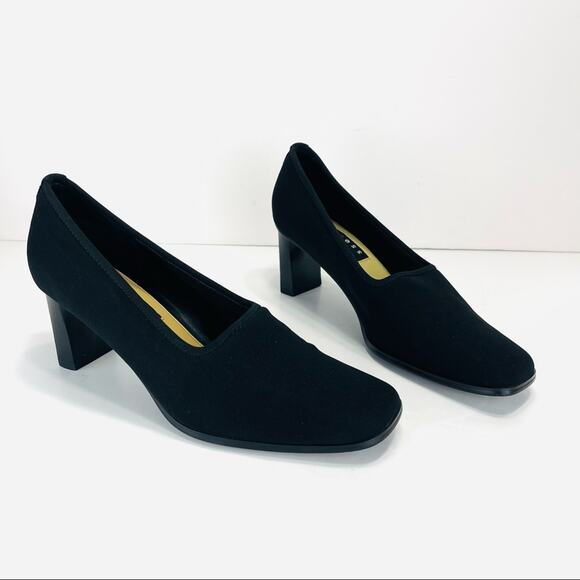 Axcess Mover Black Pumps Size 8 Fabric Upper Leather lining Closed Squared Toe - Picture 14 of 16